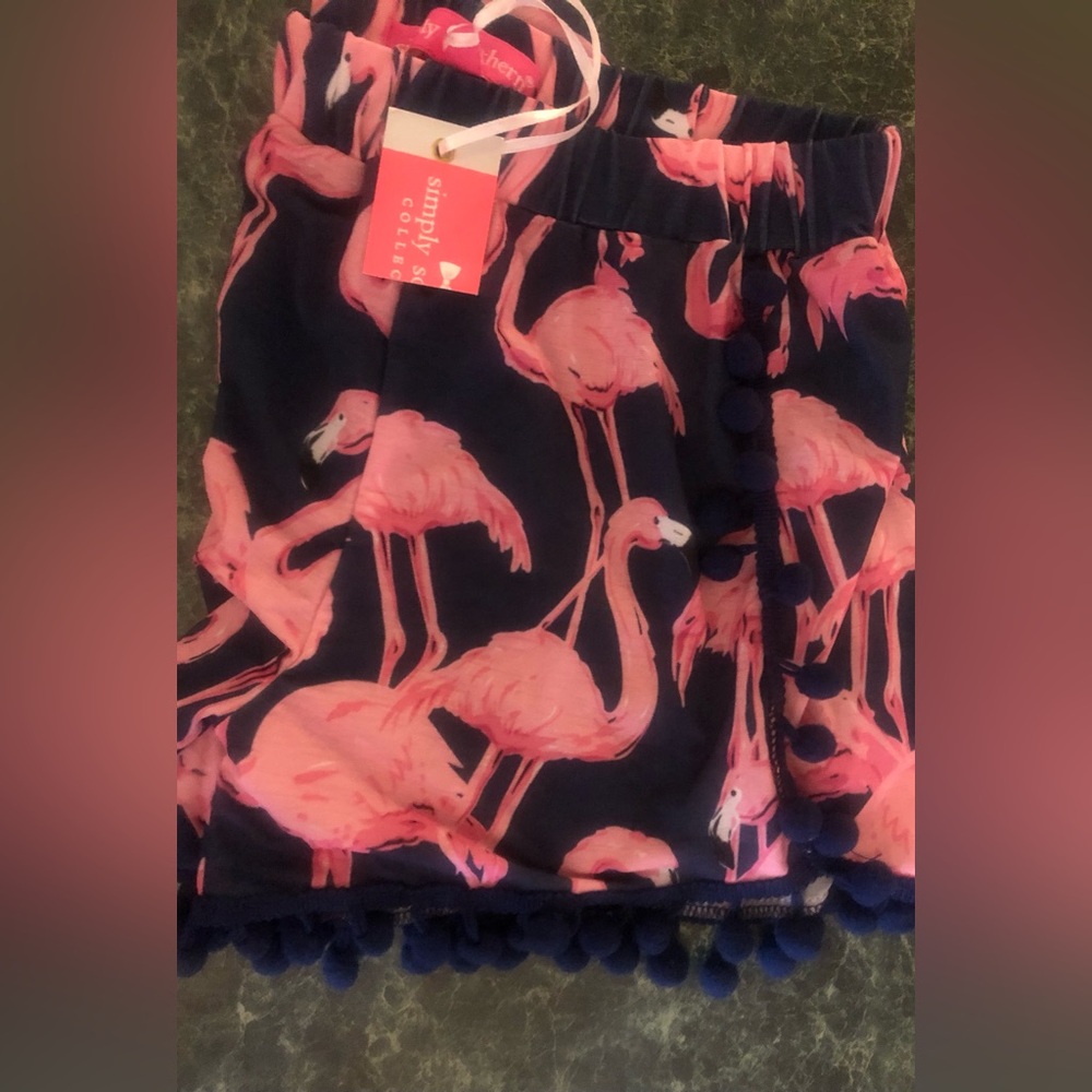 Simply Southern Pink Flamingo youth shorts